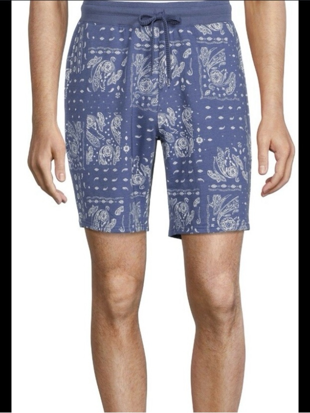 No Boundaries men's lounge shorts featuring a blue bandana print